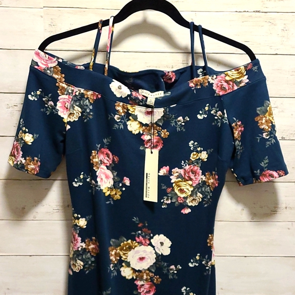 Floral off-shoulders pencil skirt dress